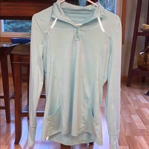 1/4 zip athletic long sleeve - mint green stripes